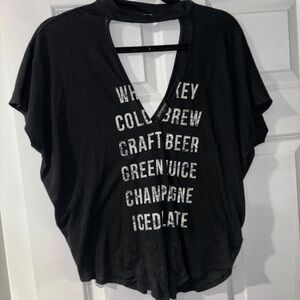 Black Graphic Women's V Neck